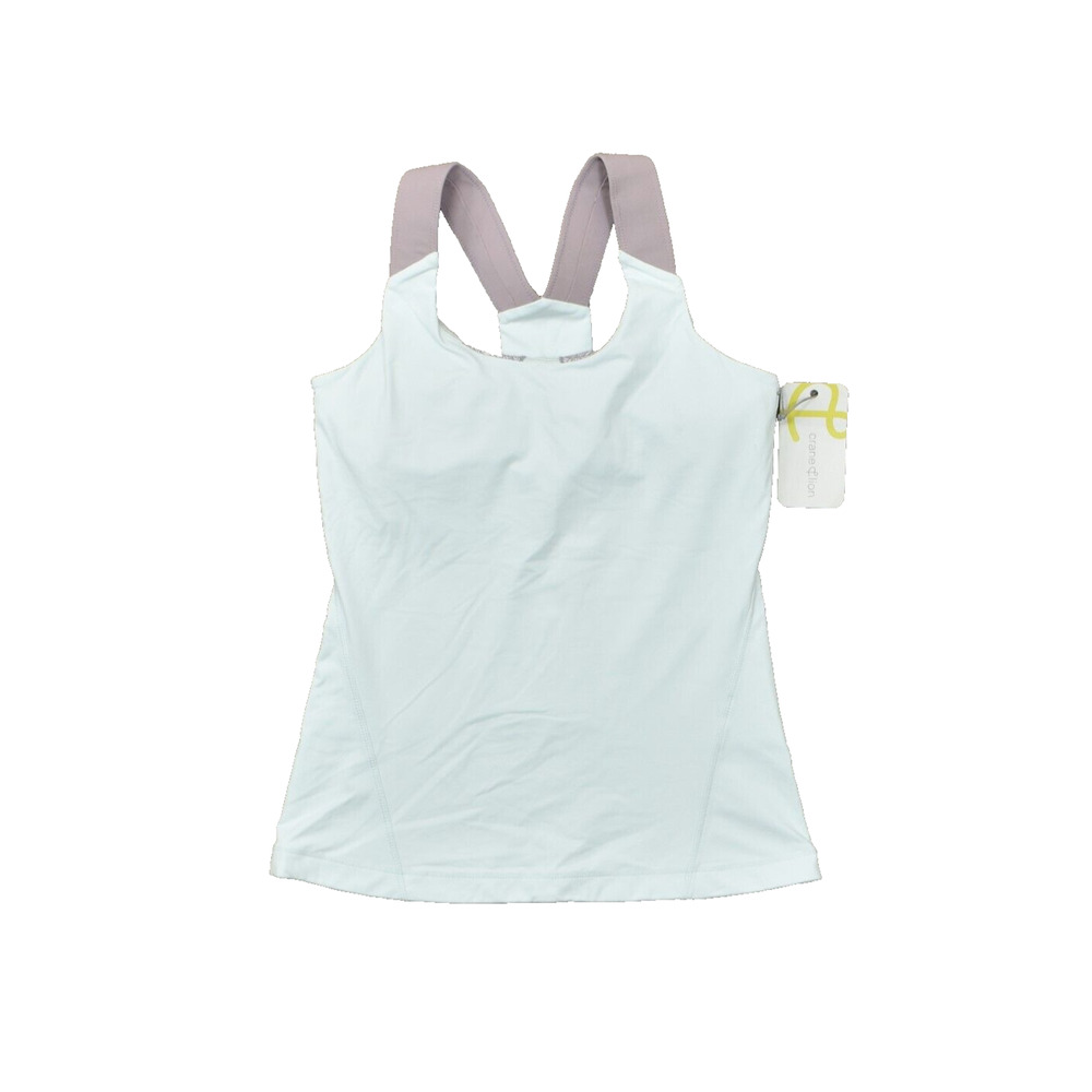 NEW crane & lion Women's Size 4 Basic Sleeveless Blue Solid Nylon Round Neck Re